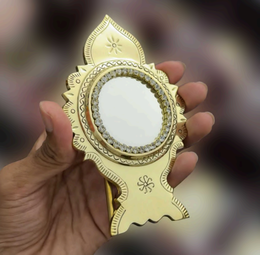 Aranmula Mirror with Backstand | Aranmula Kannadi (12.7 cm) | GI Product| Handmade Authentic Kerala Traditional Gift