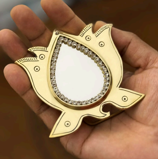 Aranmula Mirror with Back Stand | Aranmula Kannadi (8.9 cm)| GI Product| Handmade Authentic Kerala Traditional Gift