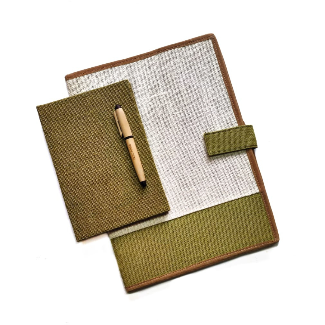Corporate Gifting Hamper | Jute Journal, Jute File Folder & Bamboo Pen