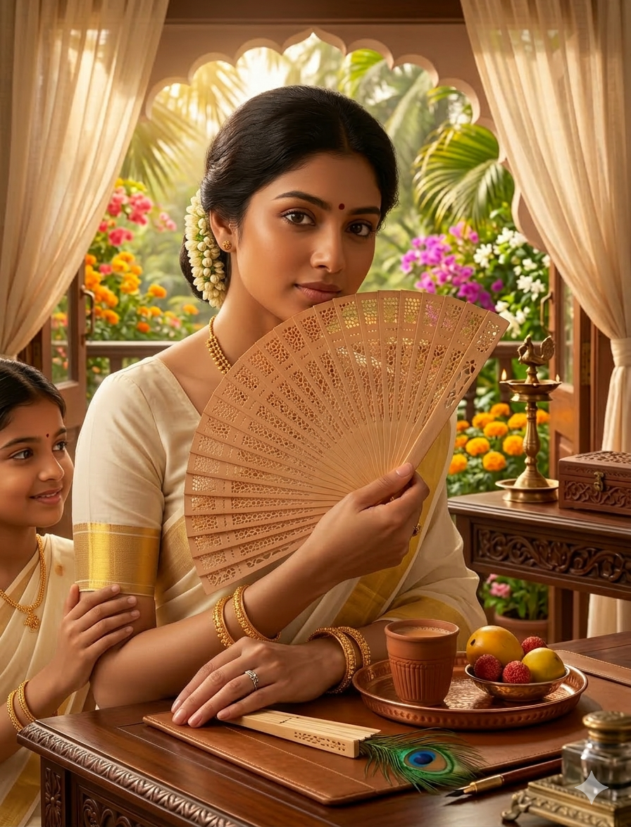 Handcrafted Wooden Hand Fan – Eco-Friendly Traditional Folding Hand Fan set of two