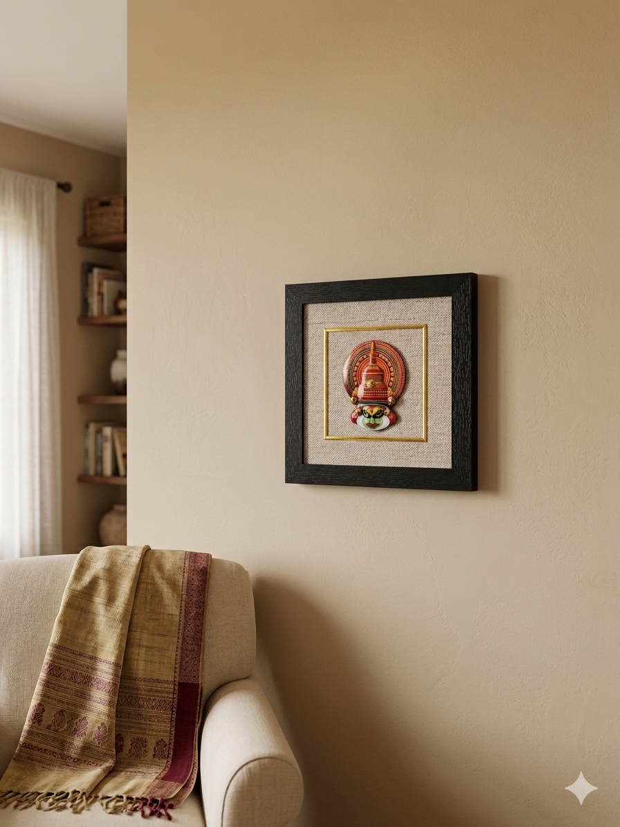 Authentic Handcrafted Kathakali Face Wall Art for Home Decor