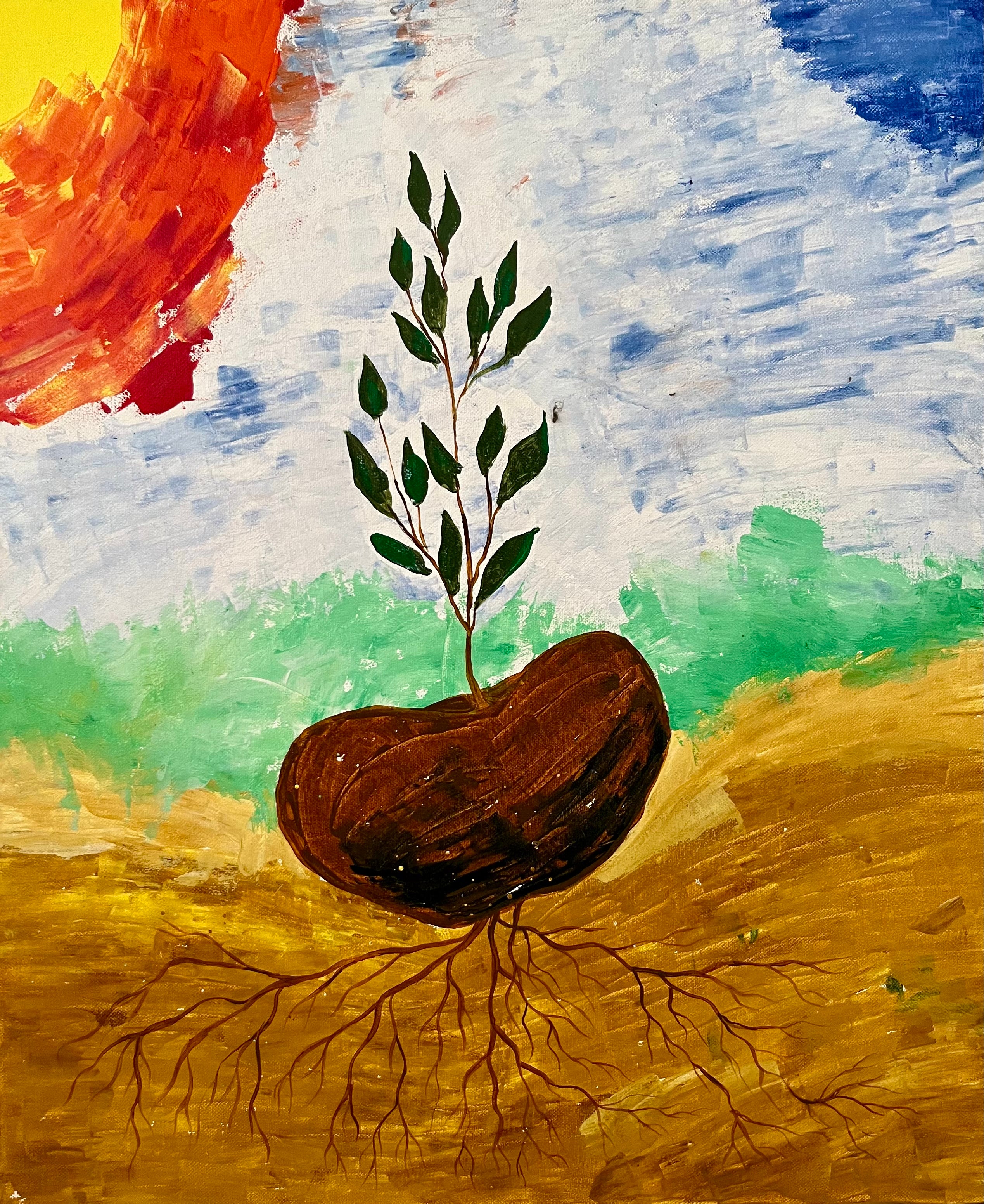 Seedling the earth story :acrylic on canvas