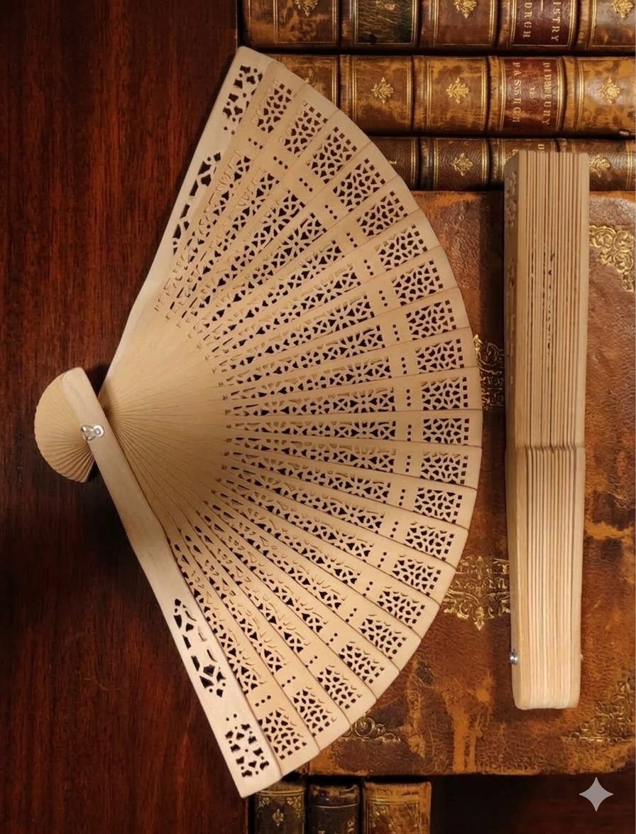 Handcrafted Wooden Hand Fan – Eco-Friendly Traditional Folding Hand Fan set of two