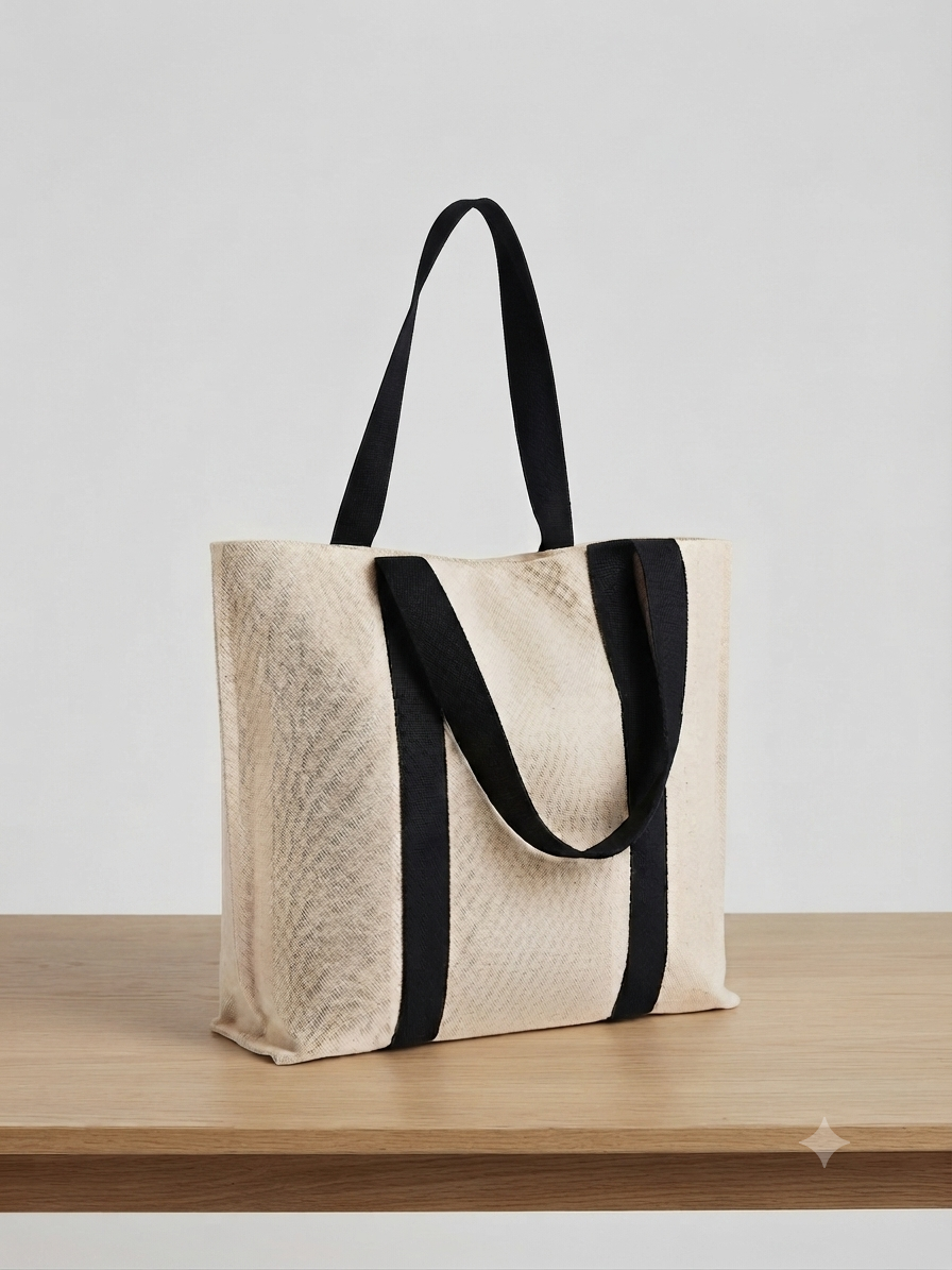 Premium Two-Tone Canvas Tote Bag | Eco-Friendly Everyday Reusable Shopping & Work Bag