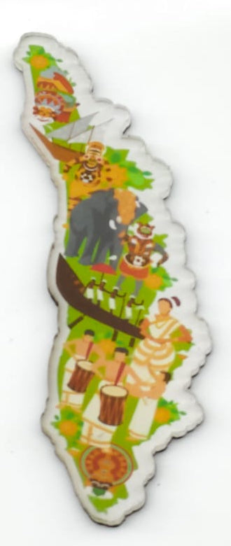 Kerala Map Fridge Magnet – Cultural Heritage Souvenir Magnet (3.5 inch)