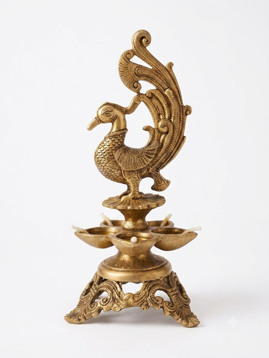 Brass Peacock Lamp