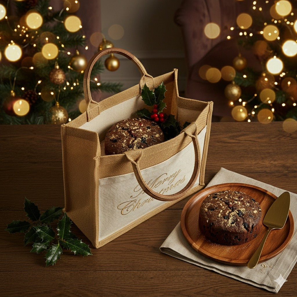 Premium cake jute bag for Christmas