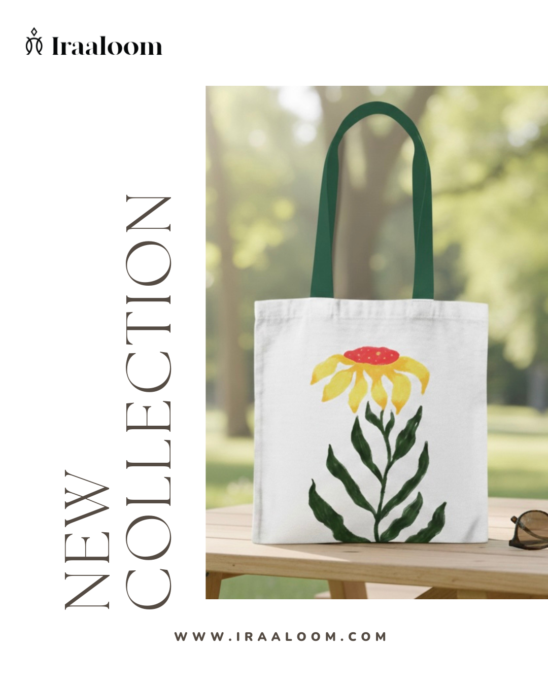 Handmade cotton tote bag with print