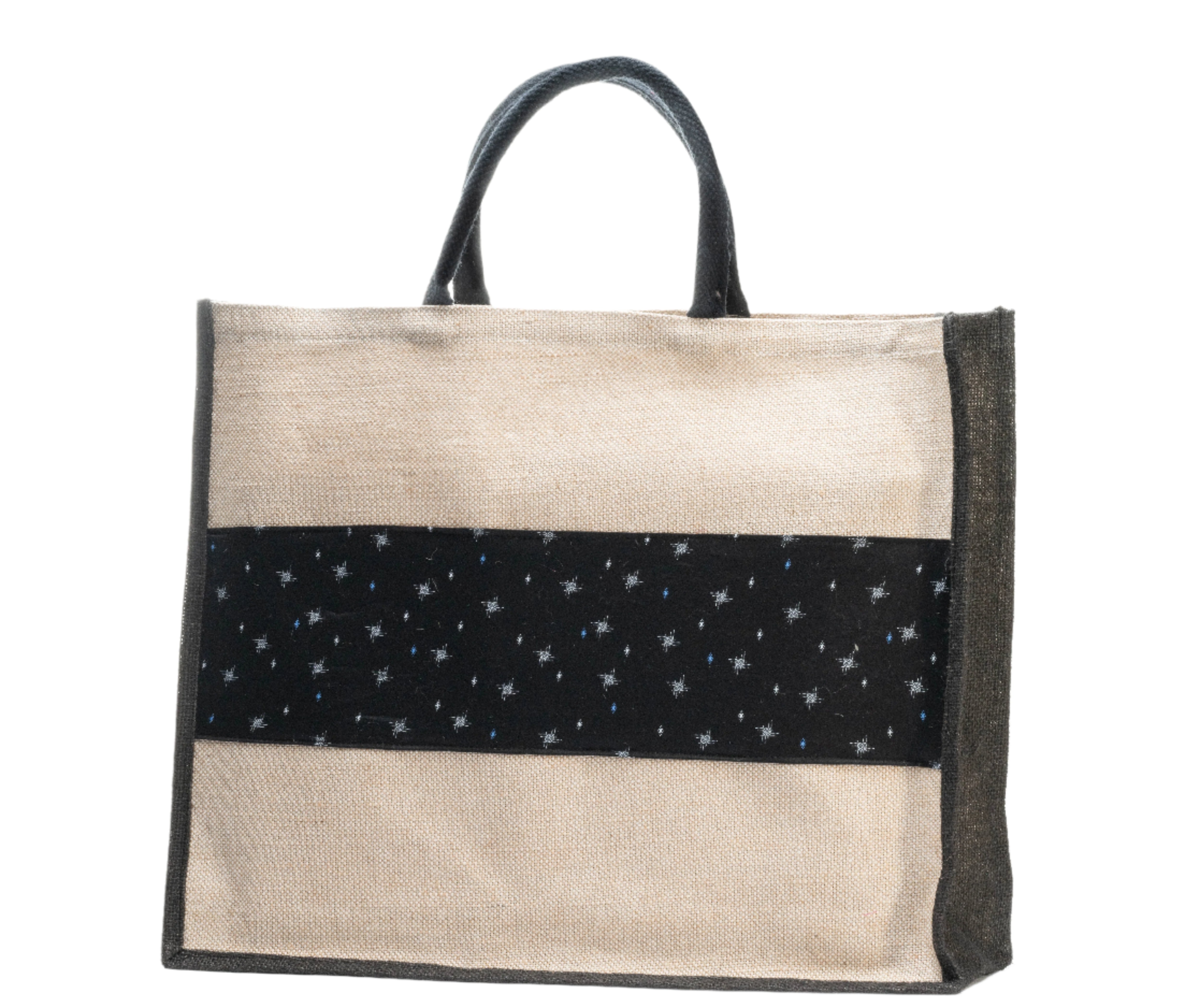 Jute and Oxford printed Bag