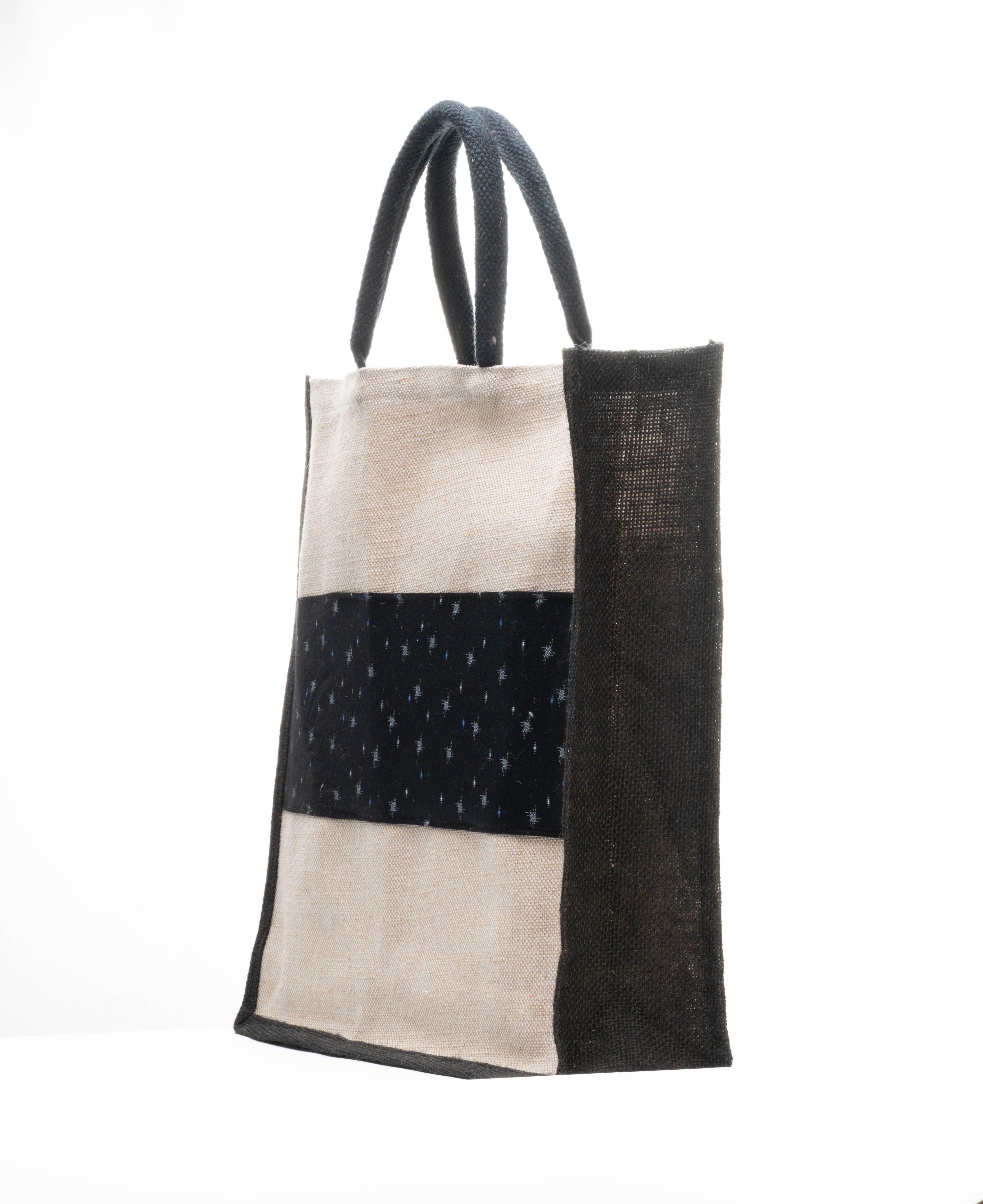 Jute and Oxford printed Bag