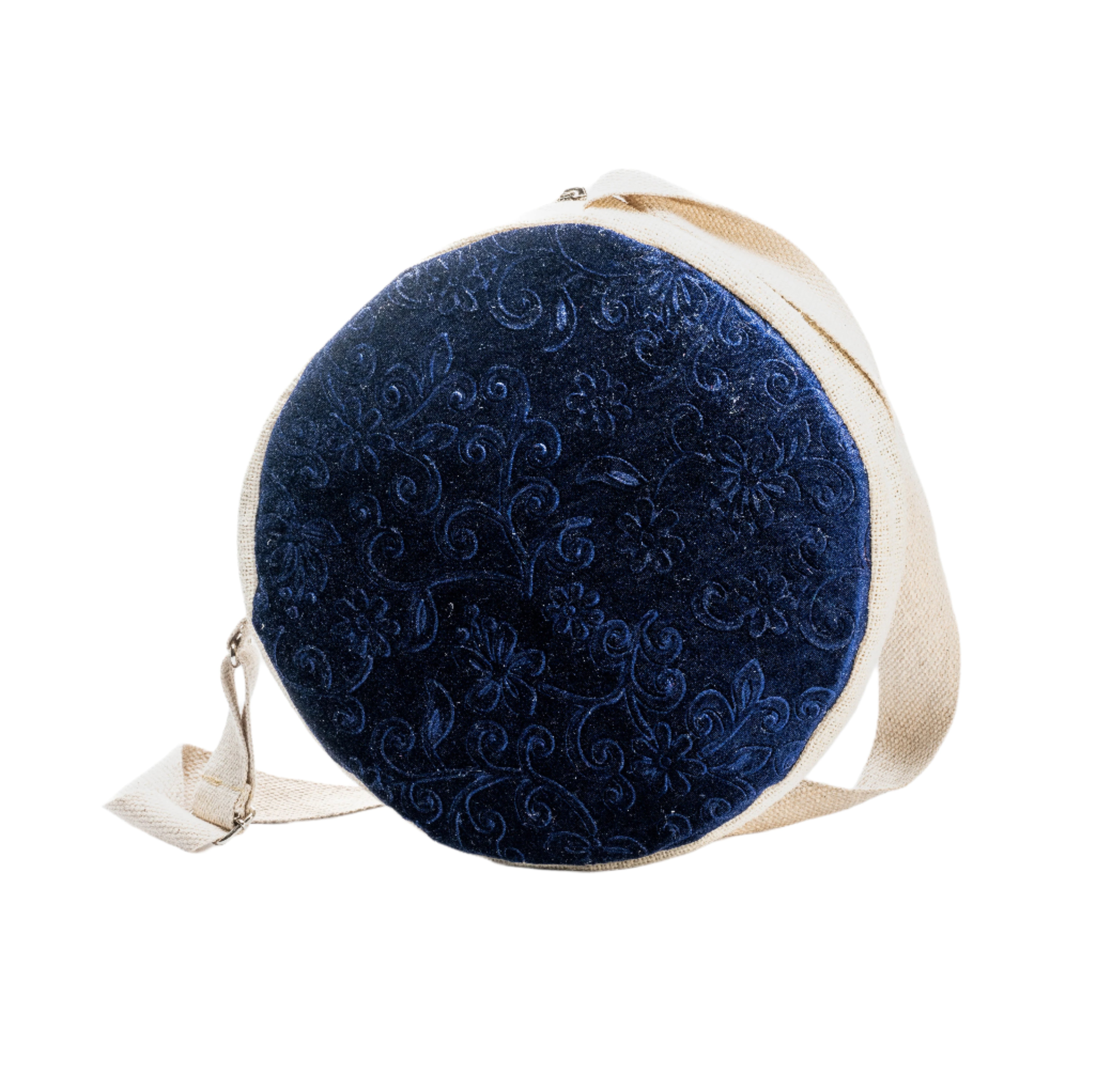 Jute Sling Velvet Round Bag