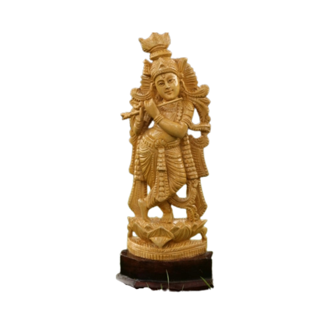 Lord Krishna Handmade Wooden Statue
