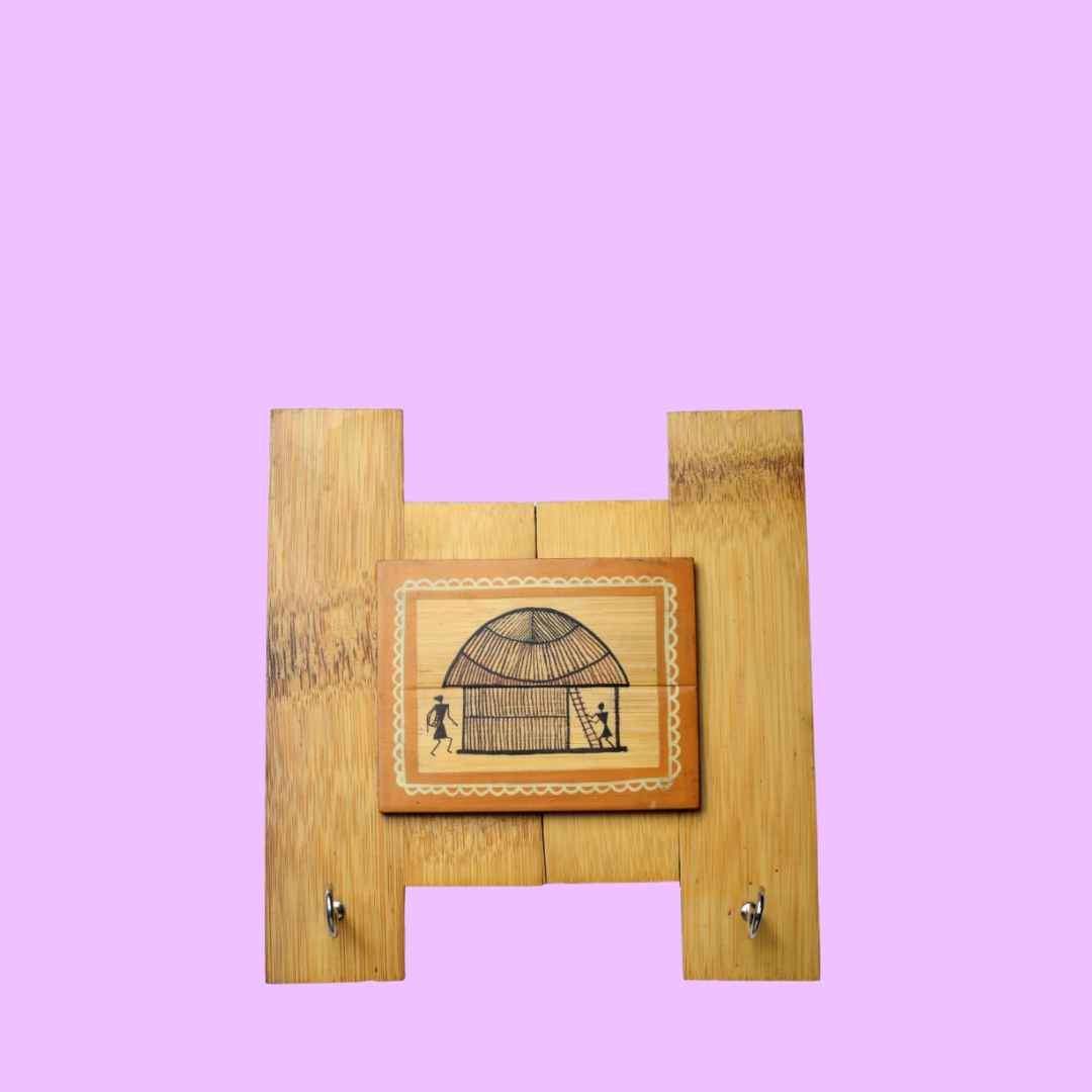 Bamboo Wall Decor with Key Holder