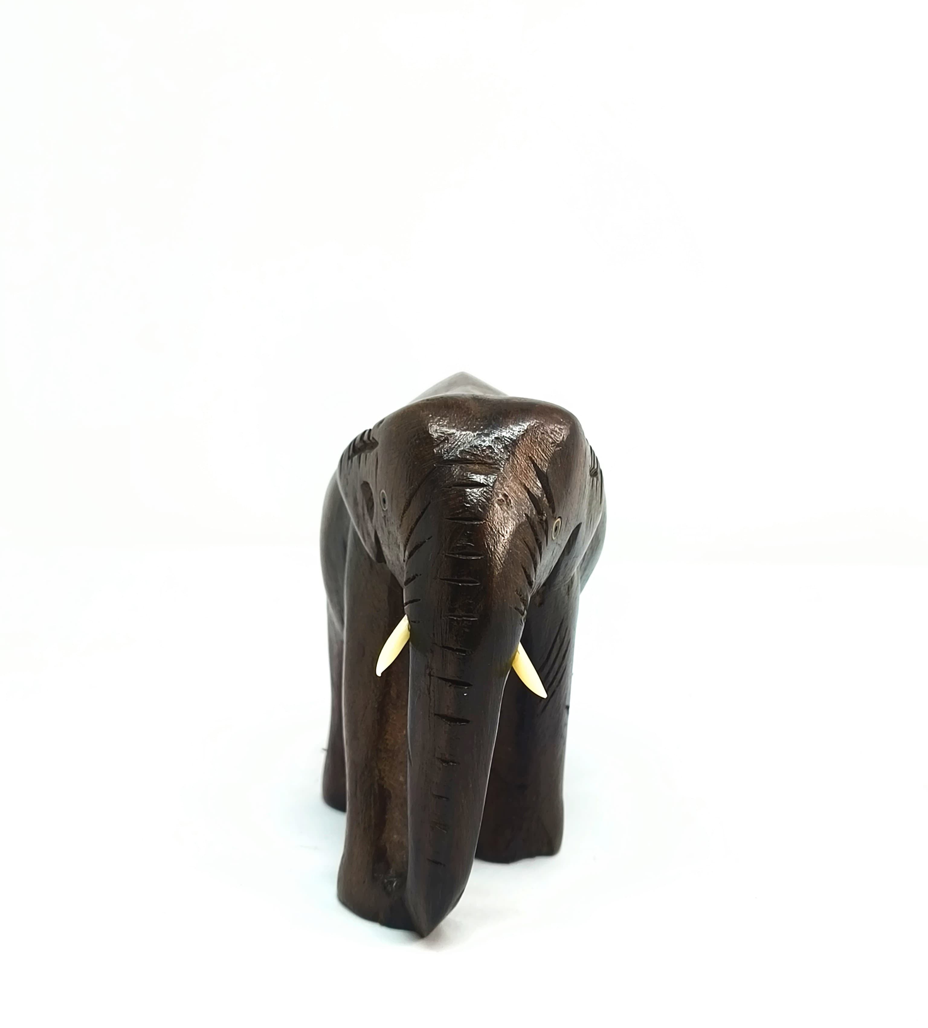 Handcrafted Wooden Elephant Figurine | Rustic Animal Décor | Indian Carved Elephant Showpiece