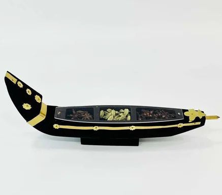 Kerala Snake Boat Spice Holder – Handcrafted Wooden Race Boat Spice Box (3 Compartments)