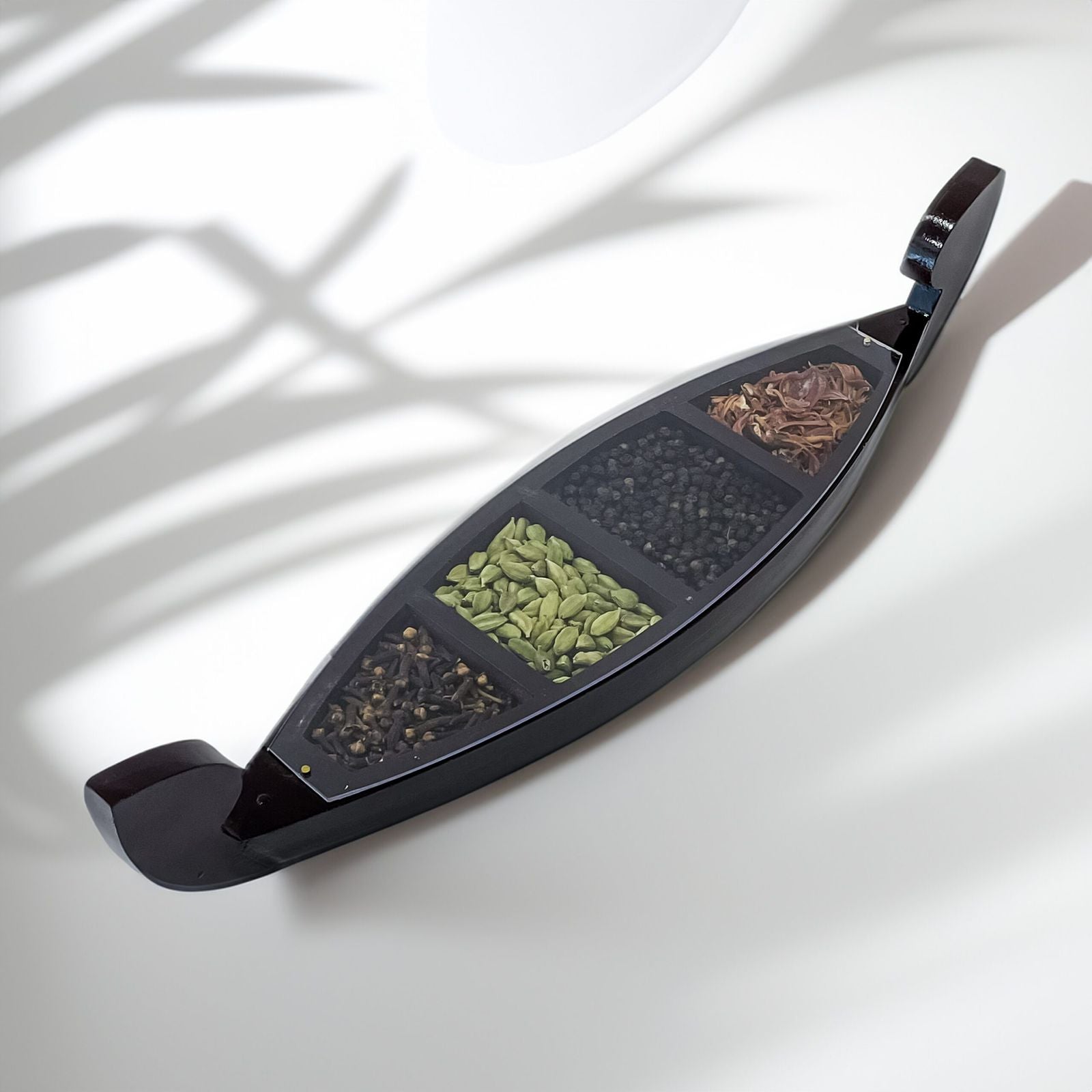Kerala Vallam Boat Spice Holder – Wooden Spice Boat