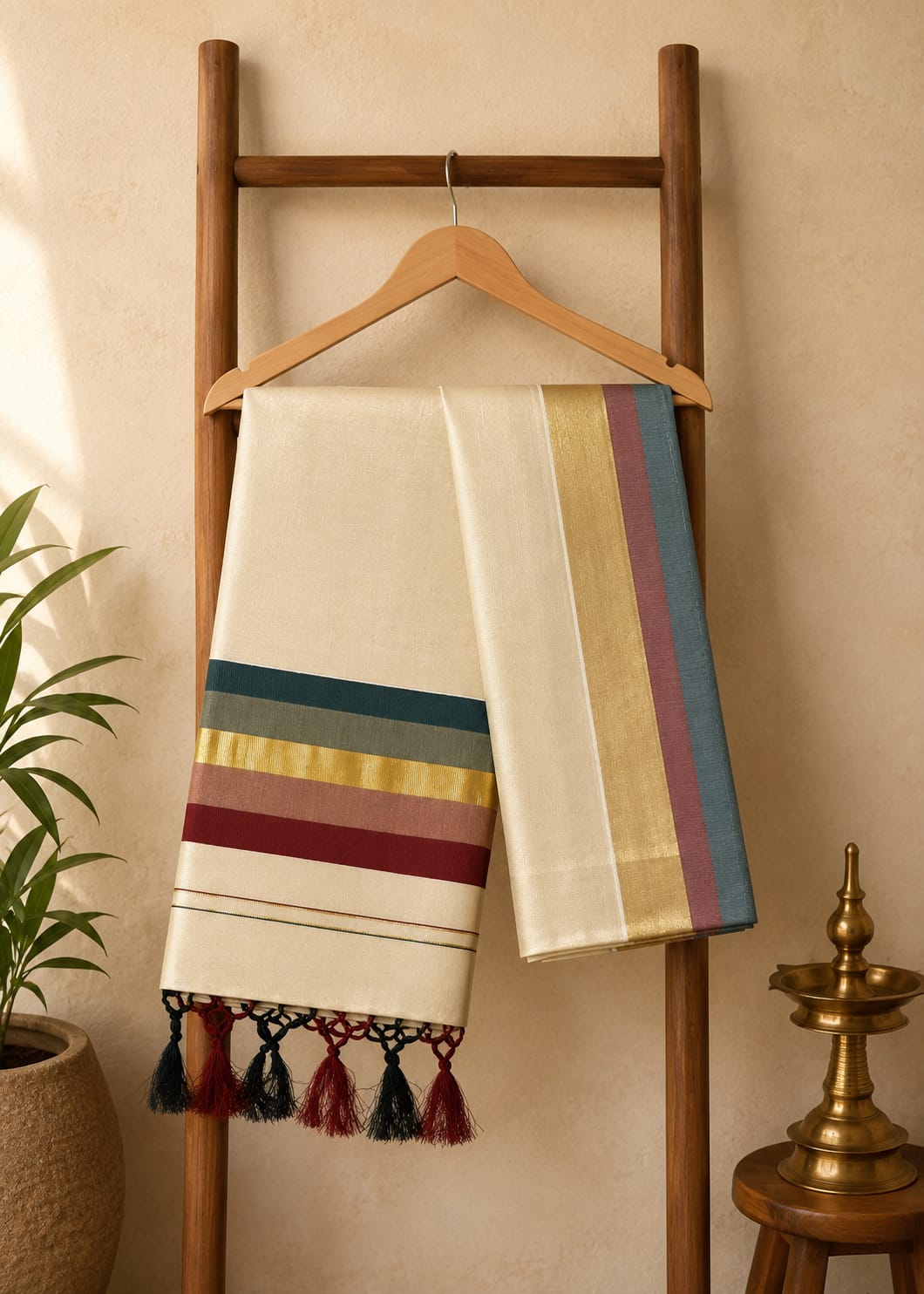 Premium Pure Cotton Kasavu Saree with Dual Color Border | Elegant Kerala Traditional Saree for Women