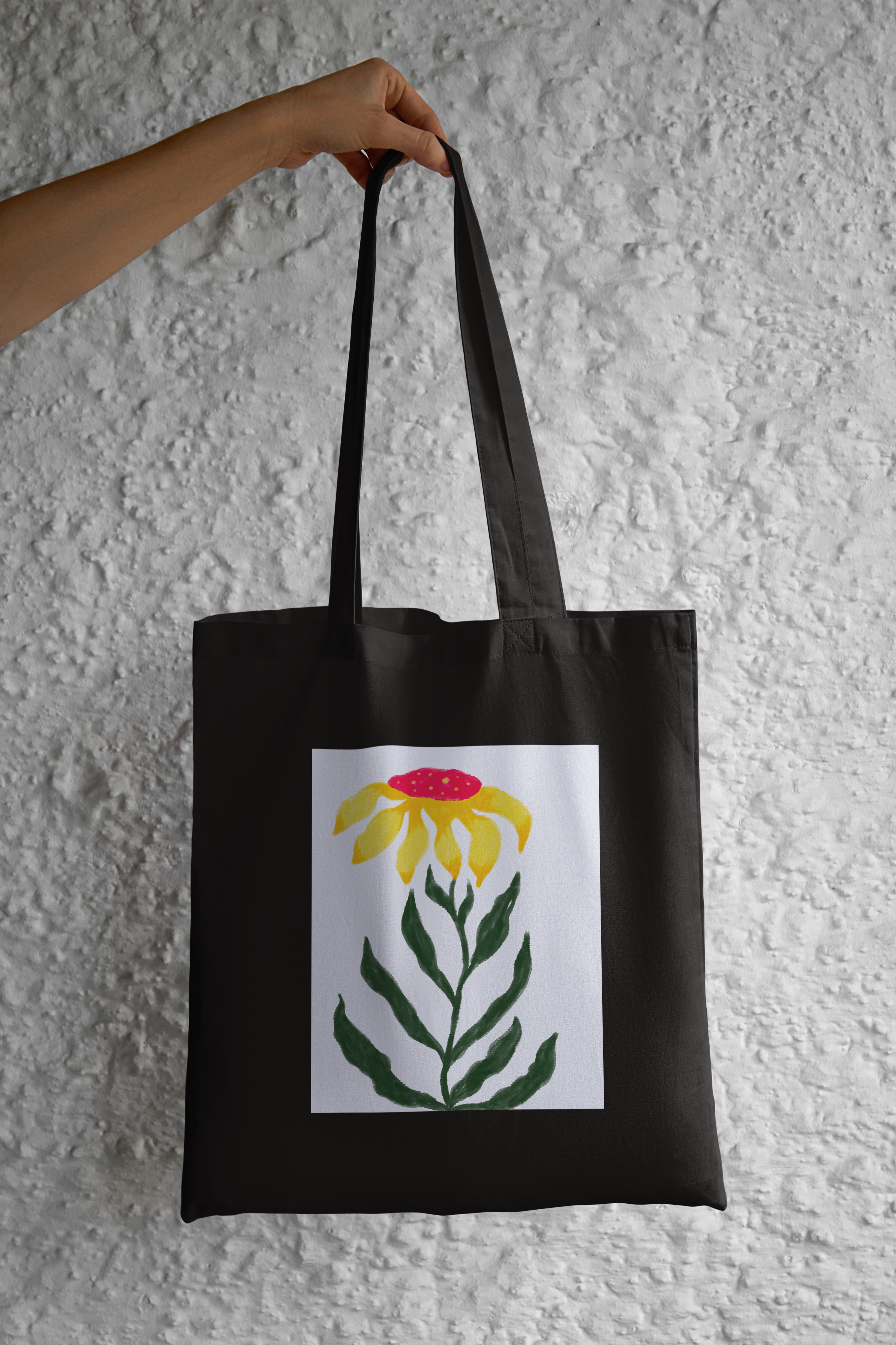 Cotton Tote Bag | Black with Print