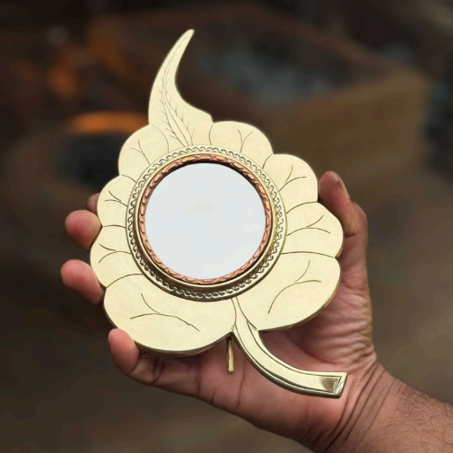 Aranmula Mirror with Backstand | Aranmula Kannadi (22.7 cm)| GI Product| Handmade Authentic Kerala Traditional Gift