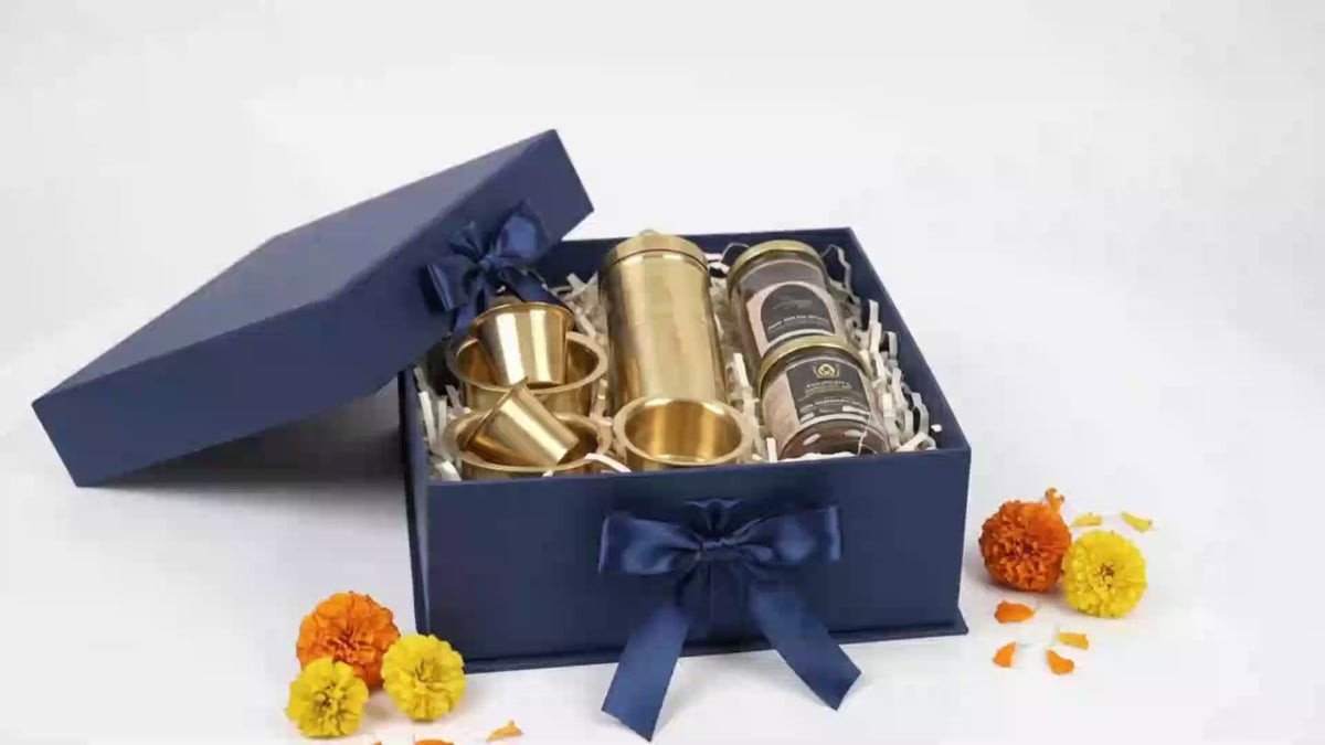 Premium Diwali Gift Hamper with Pure Brass Coffee Filter, Dabara Set, Kerala Diya & Coffee Powder