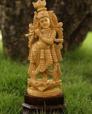 Lord Krishna Handmade Wooden Statue