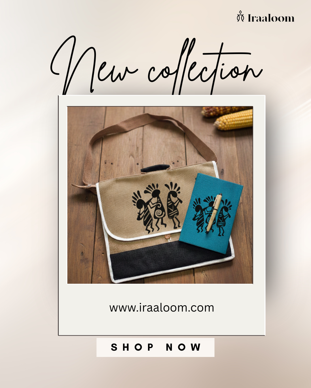 Eco-Friendly Jute Laptop Bag Gift Set with Jute Journal & Bamboo Pen